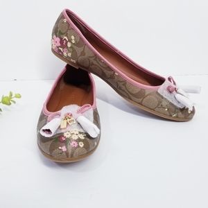 Coach Womens Benni Ballet Shoes with Floral Bundle Multi Size 9.5